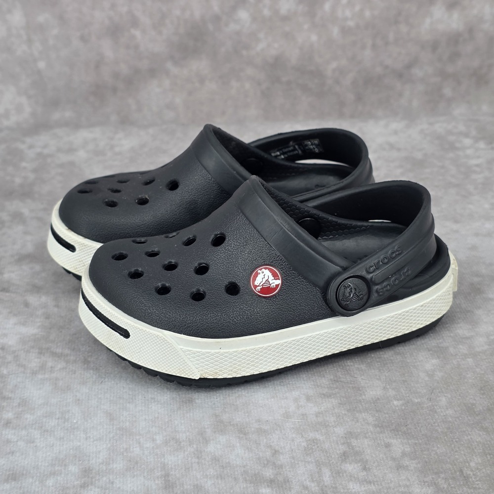 Crocs Kids Crocband Clog Black White Strap C5 Toddler Water Shoes Slip On Clogs
